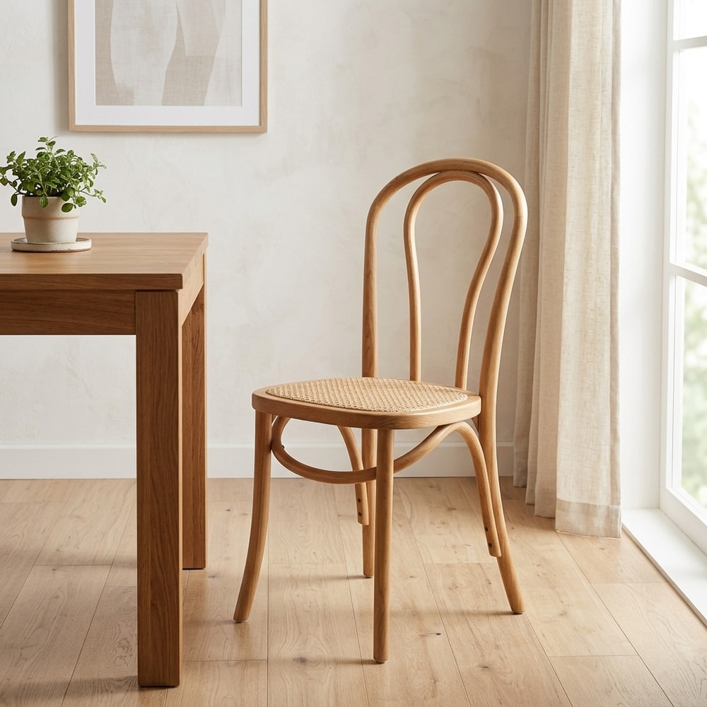 Silla de comedor madera curvada y ratán