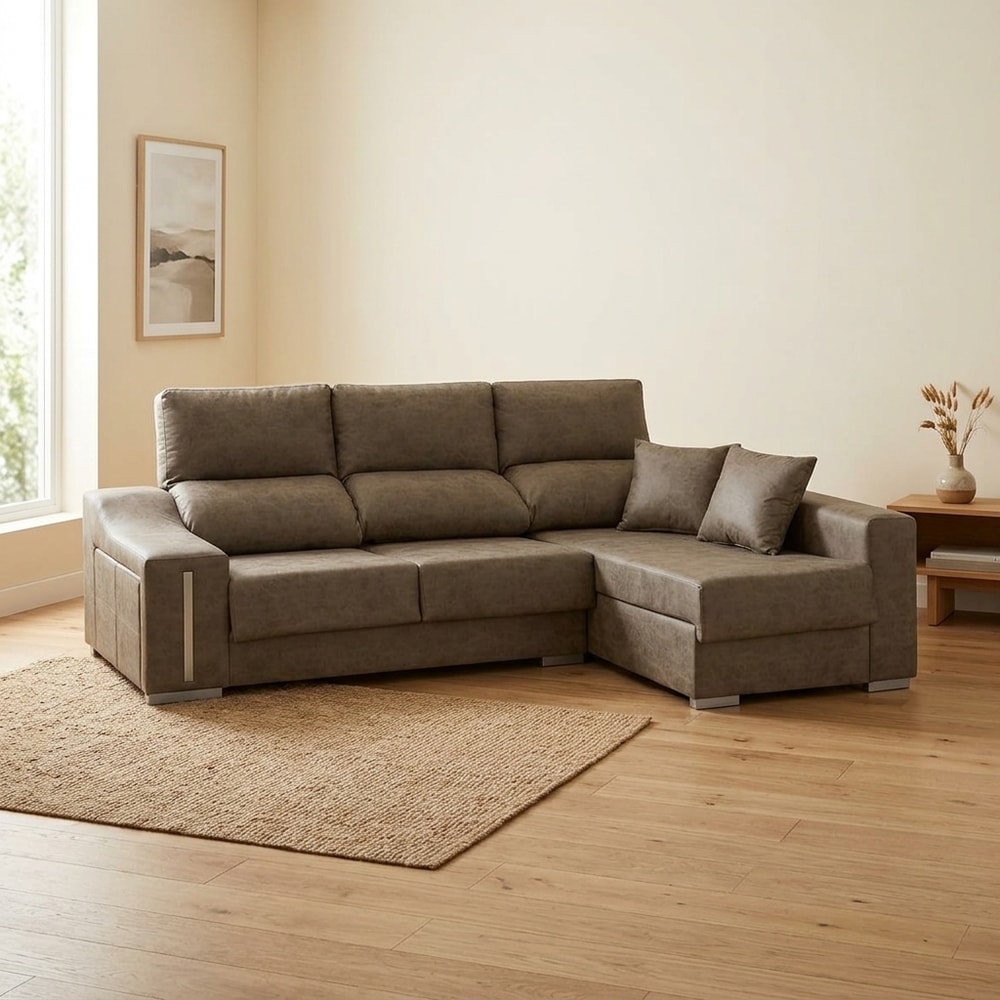 Chaise longue reclinable con arcón y taburetes