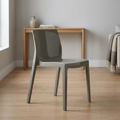 Silla apilable de diseño gris alto brillo
