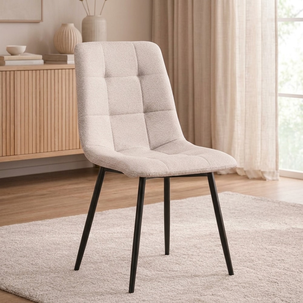 Pack de 6 sillas de comedor tapizadas en beige