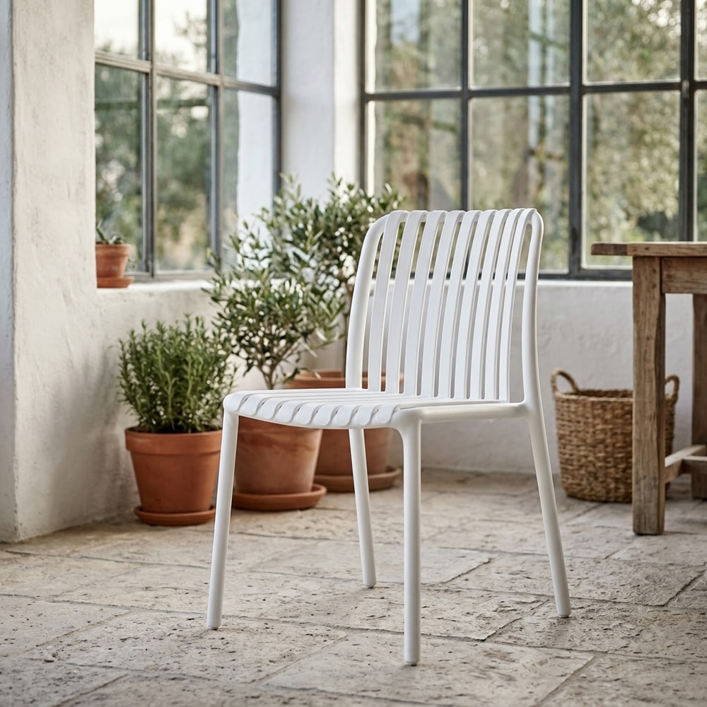 Silla de jardín apilable blanca
