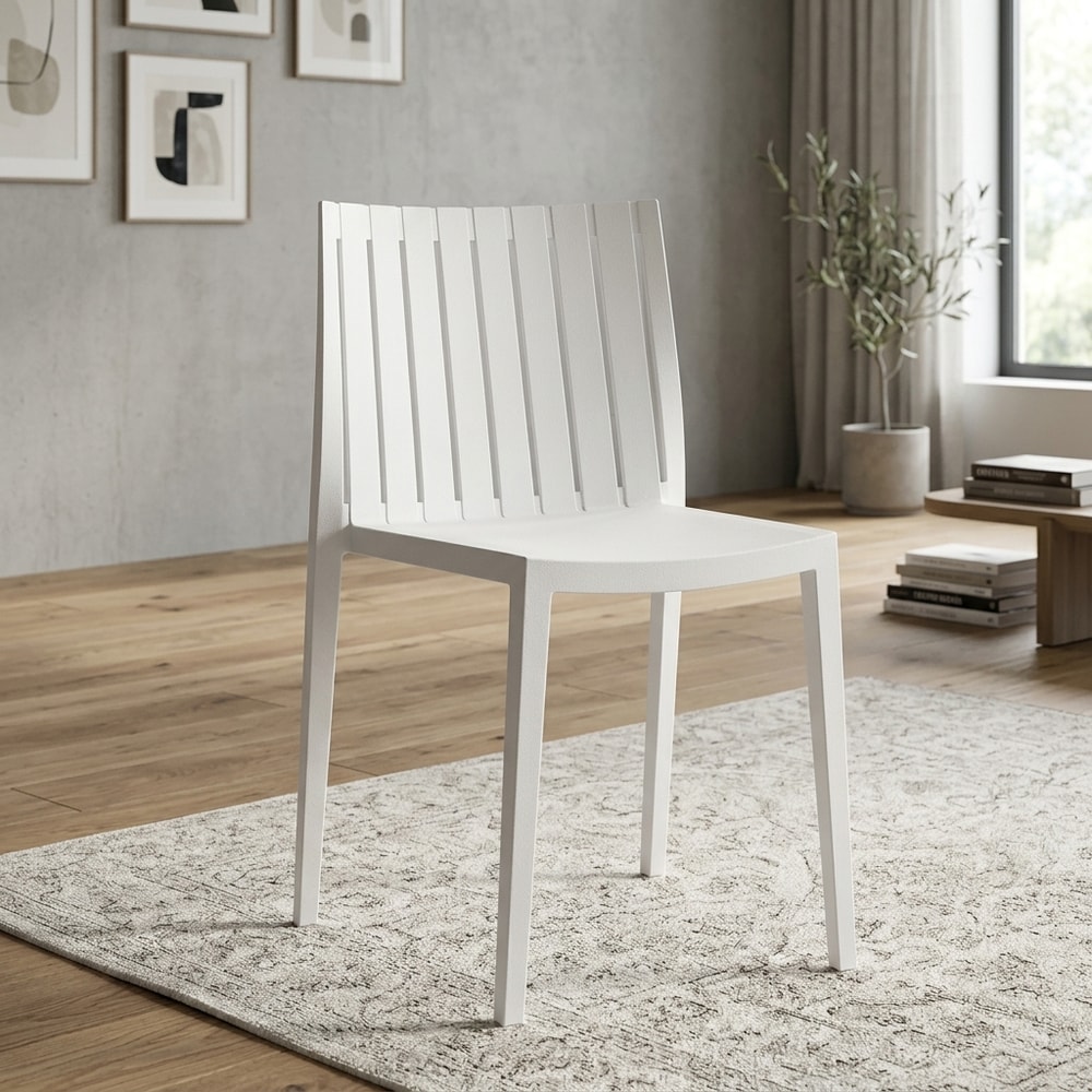 Silla de exterior apilable blanca de diseño