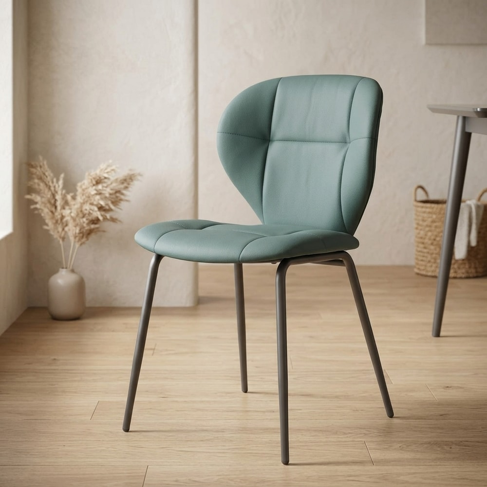 Silla de comedor ergonómica tapizada verde