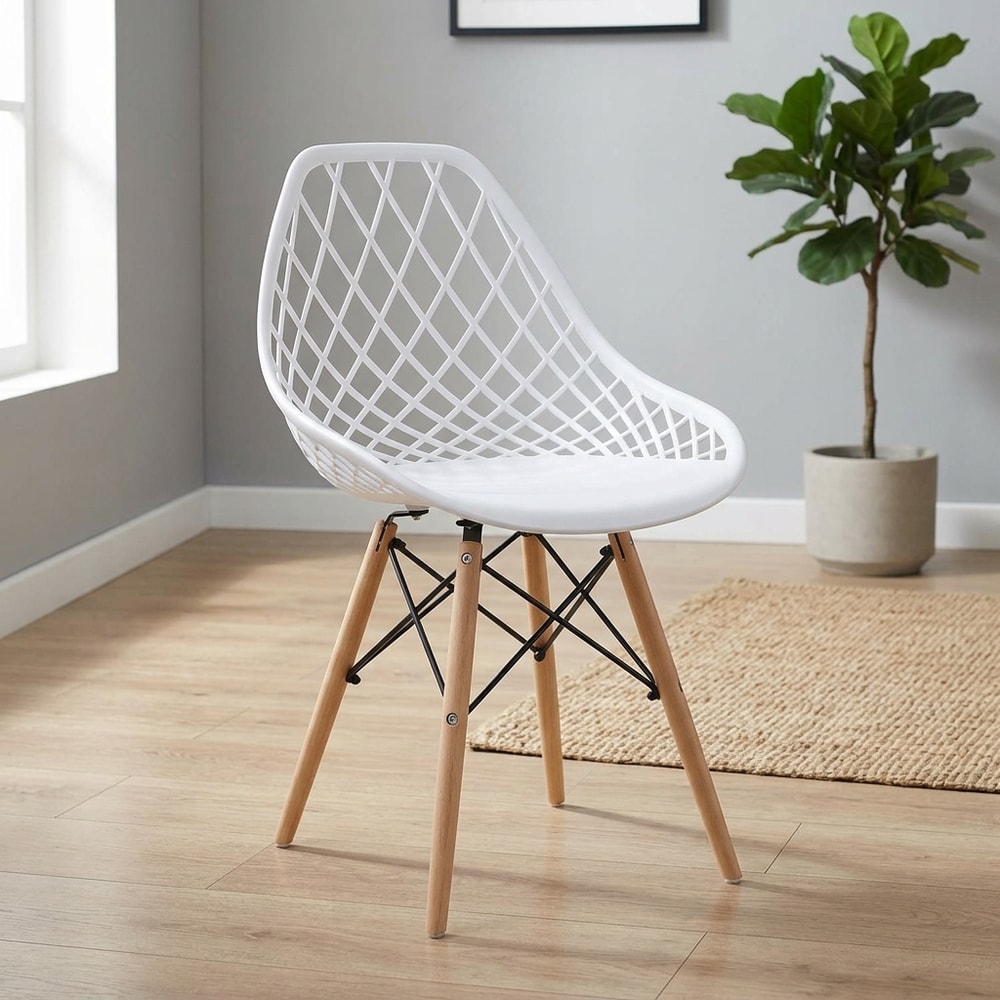 Silla de Comedor Blanca con Patas de Madera