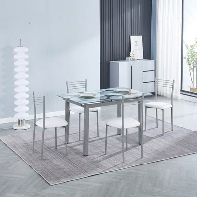 Conjunto mesa extensible y 4 sillas blanco