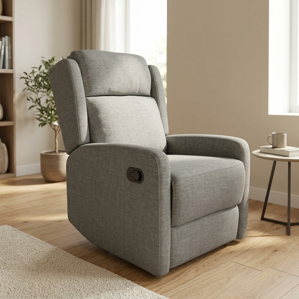 Sillón relax manual tapizado en tela gris