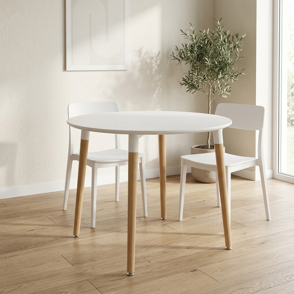 Mesa de comedor redonda nórdica blanca