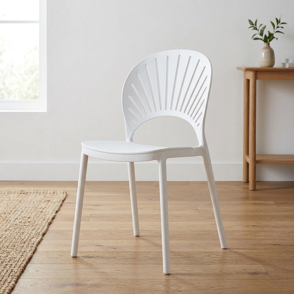Silla de comedor apilable blanca moderna