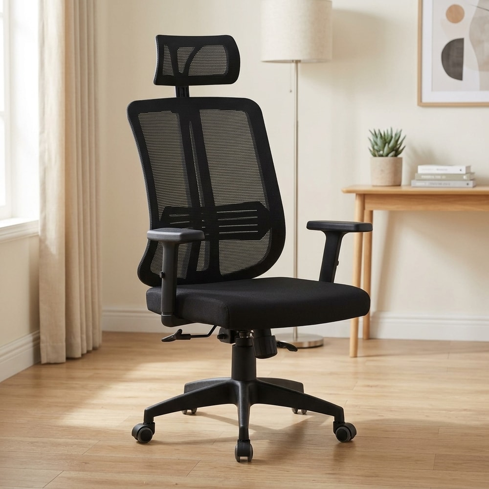 Silla de oficina ergonómica con reposacabezas