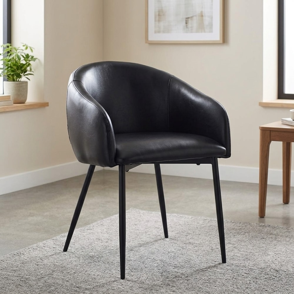 Sillón de comedor en similpiel vintage negra