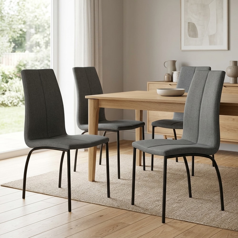Pack 4 Sillas de Comedor Tapizadas Gris