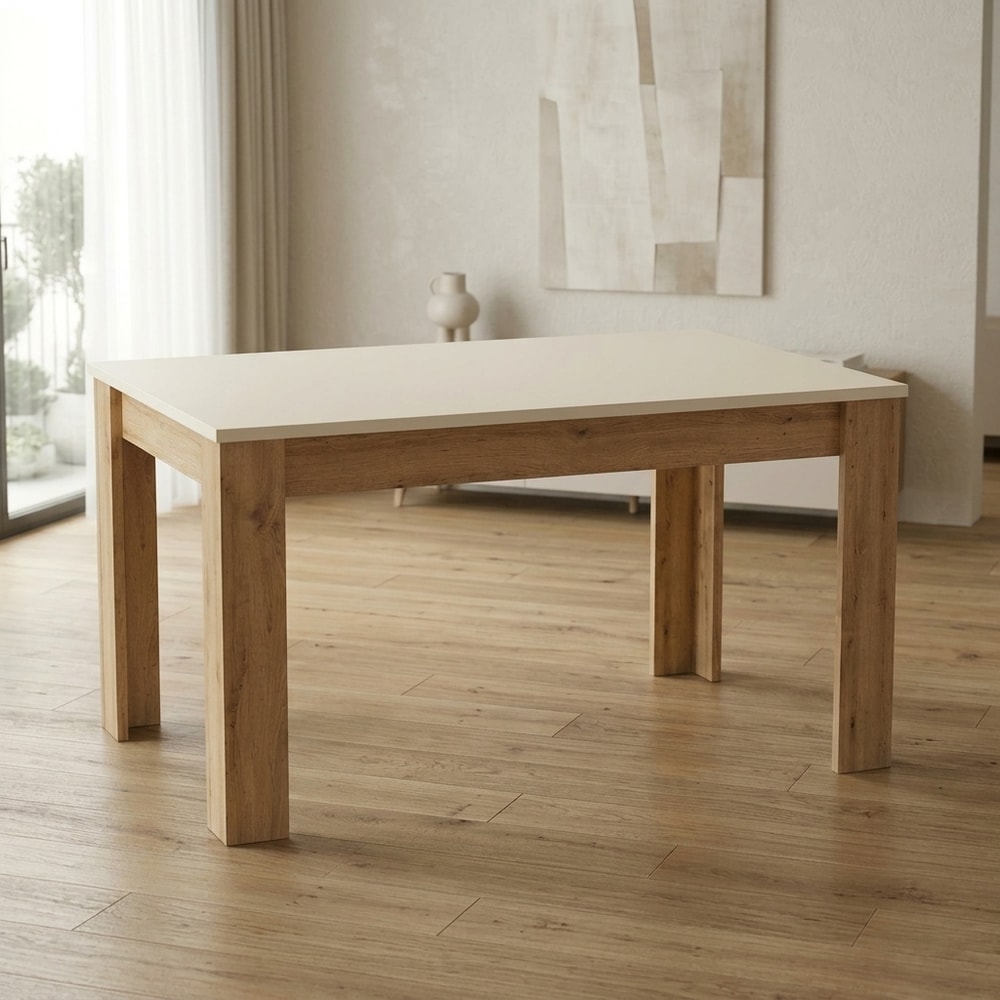 Mesa de comedor extensible moderna beige