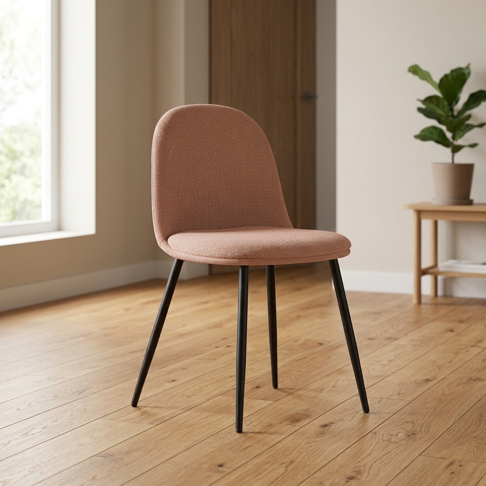 Silla de comedor moderna acolchada rosa claro