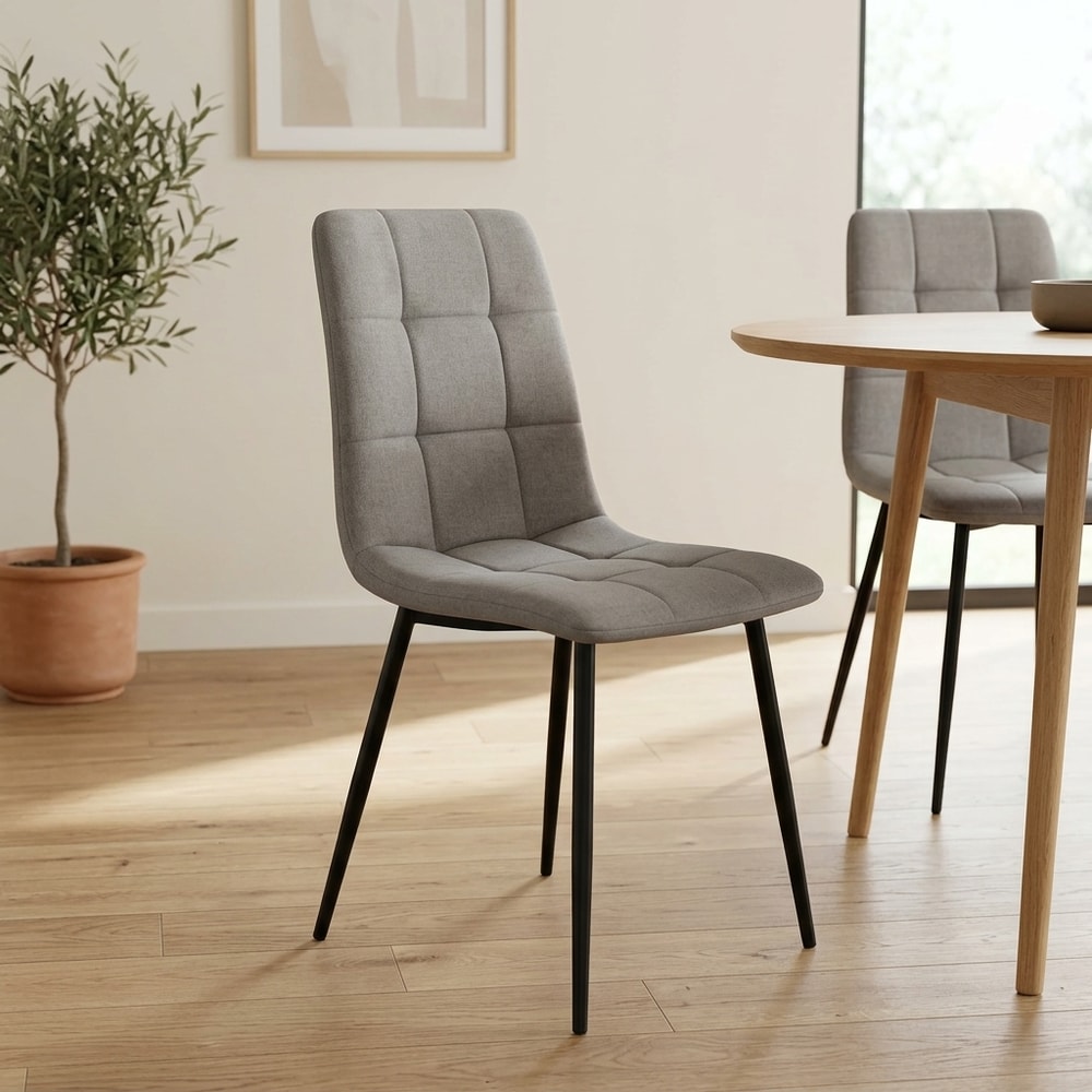 Pack 4 sillas de comedor tapizada gris con patas negras
