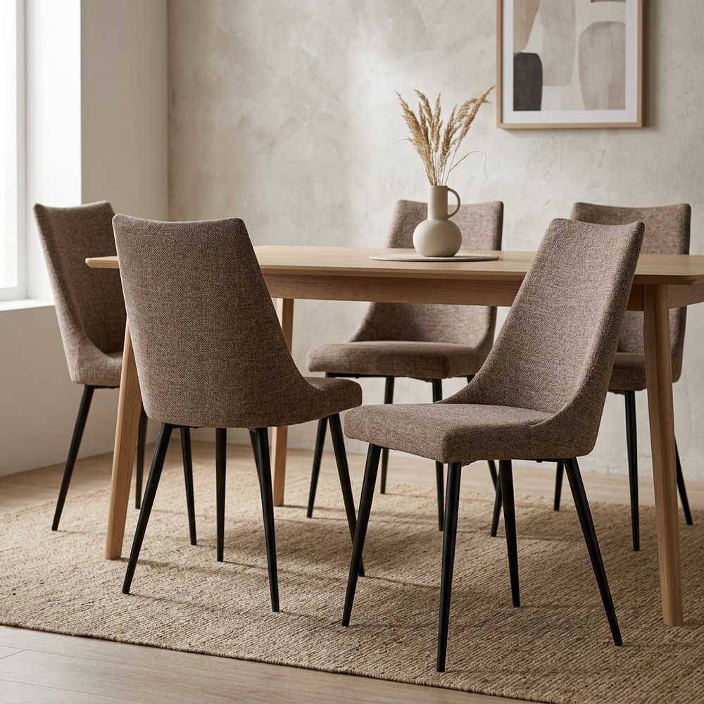Pack 4 sillas de comedor tapizadas marrón