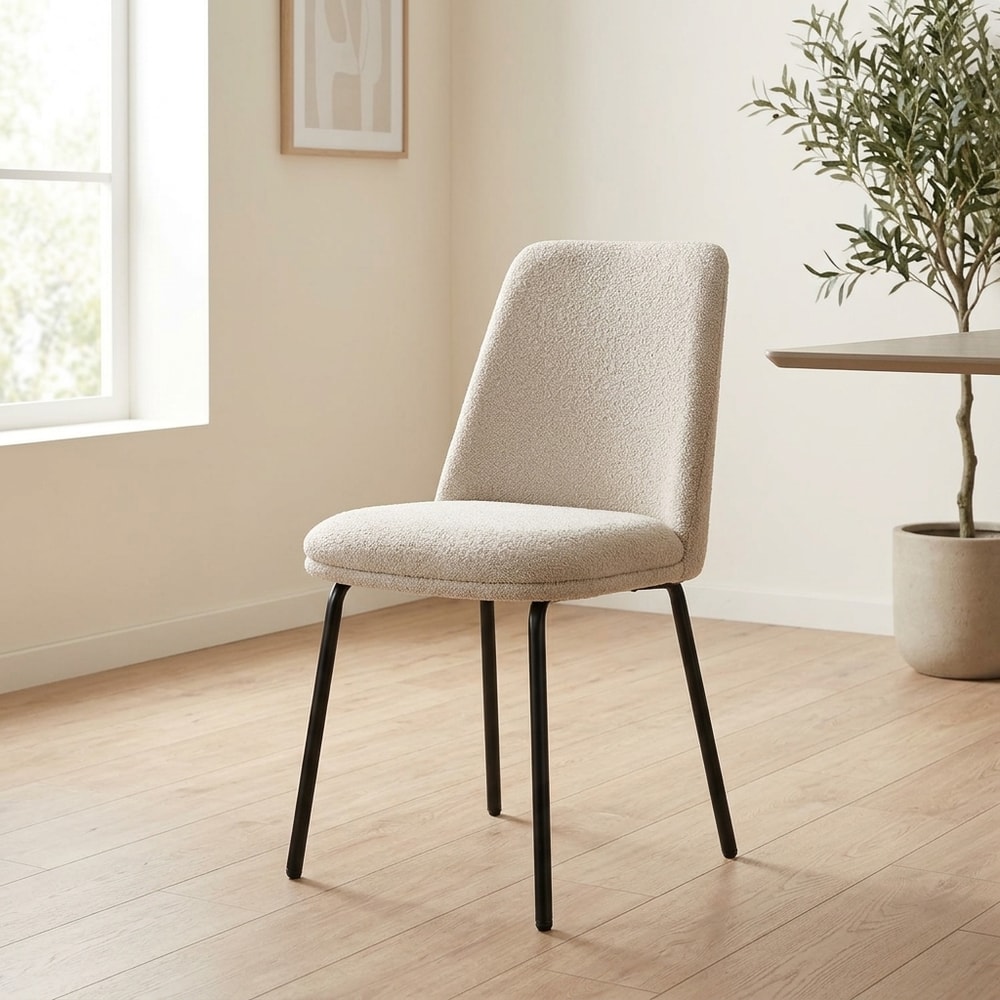 Silla de comedor tapizada arena patas negras