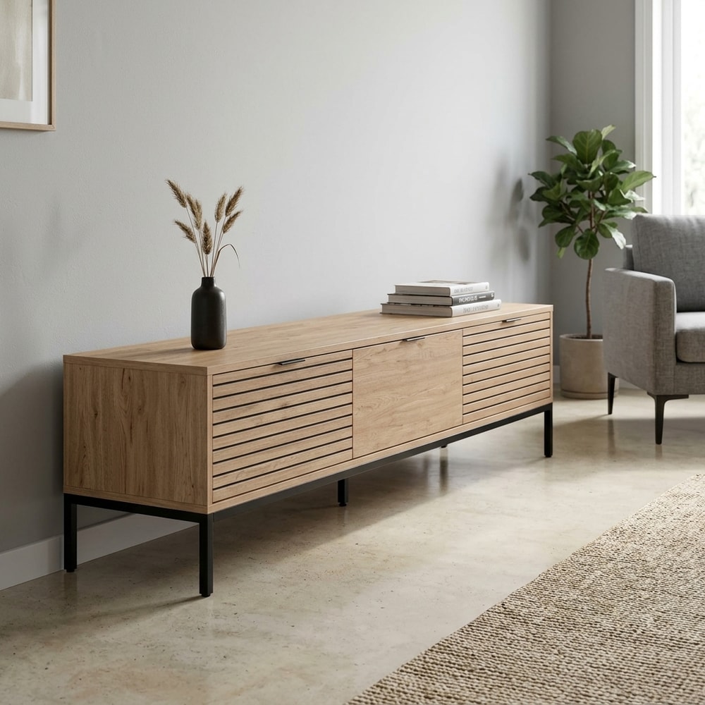 Mueble TV 3 cajones madera y metal