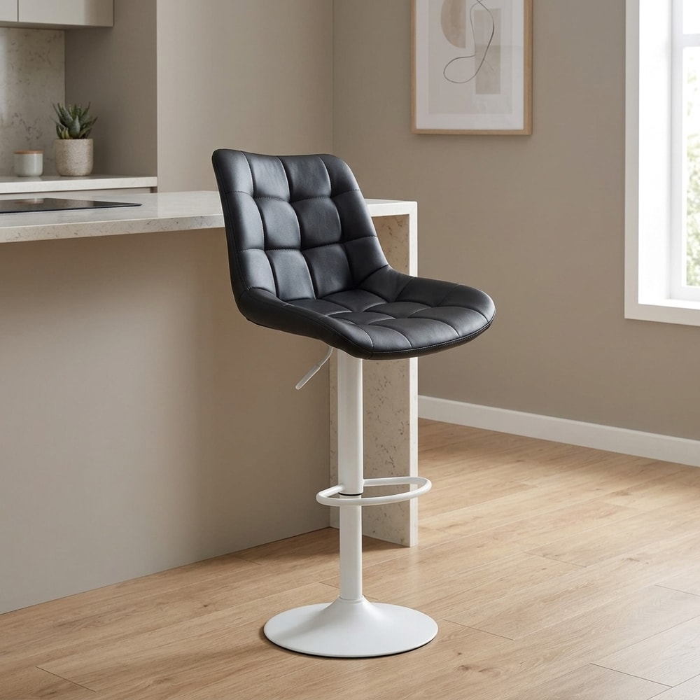 Taburete giratorio ajustable en similpiel negra