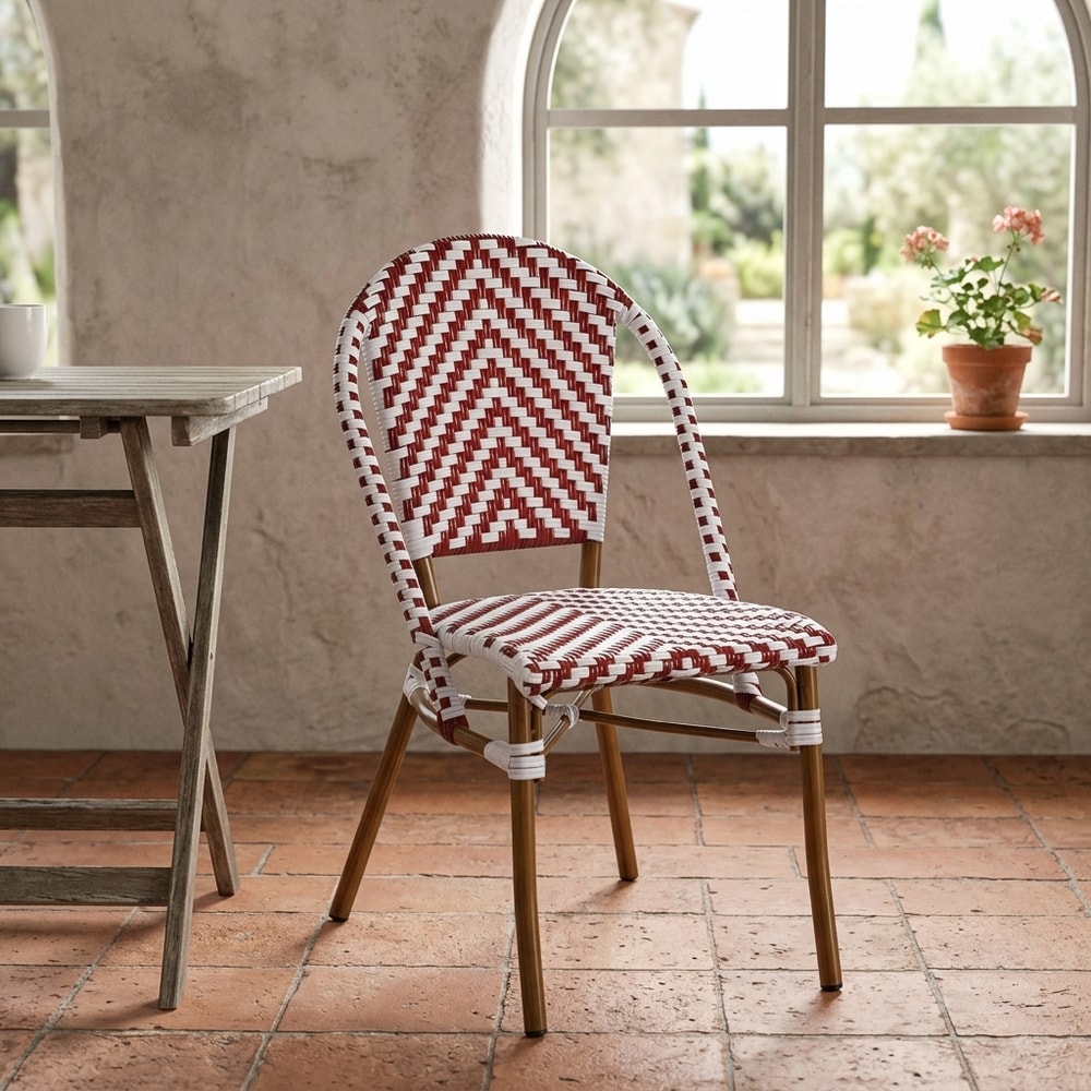 Silla de exterior apilable trenzada