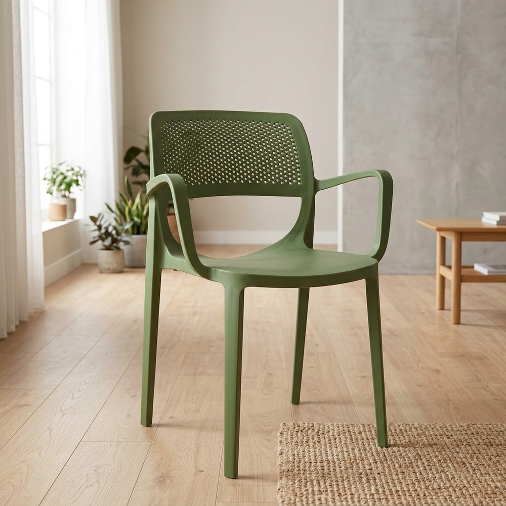 Sillón de exterior apilable verde polipropileno