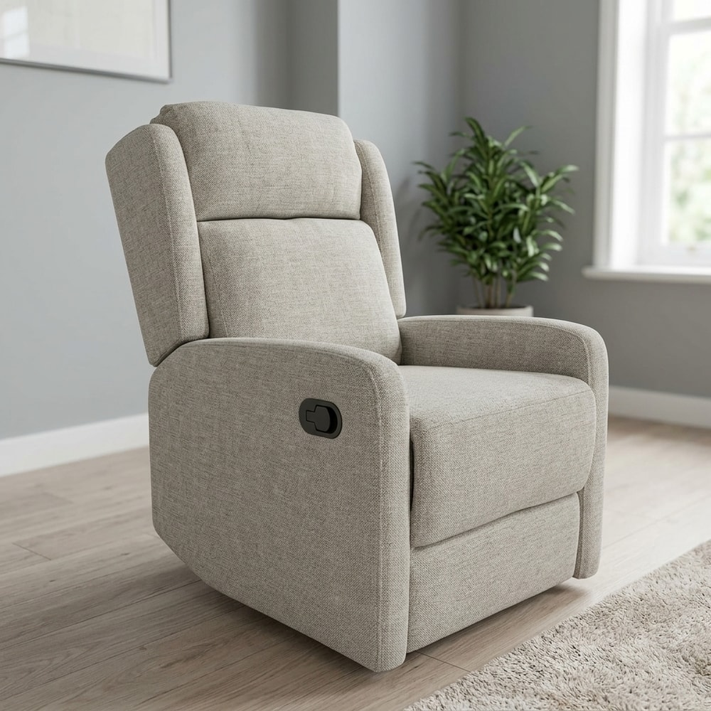 Sillón relax manual tapizado tela gris claro