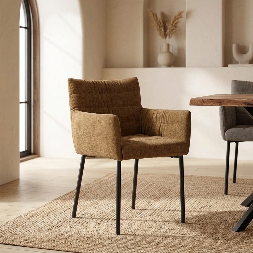 Sillón Comedor Tapizado Teja con Reposabrazos