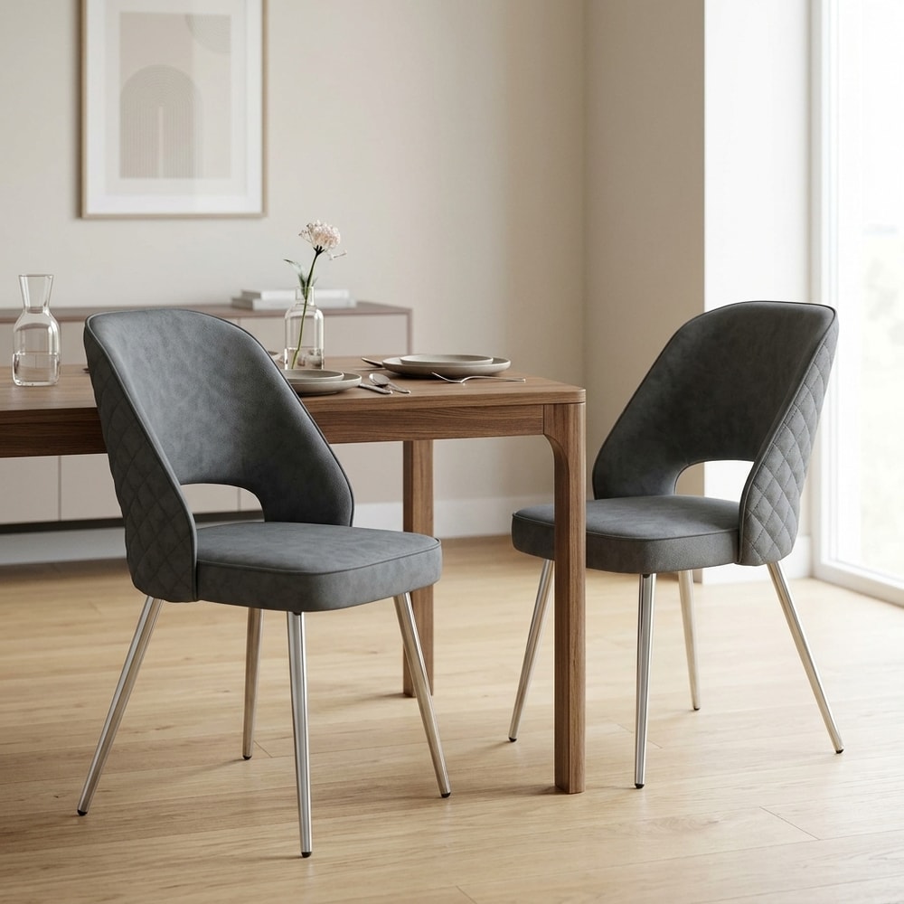 Pack 2 Sillas de Comedor Tapizadas Gris