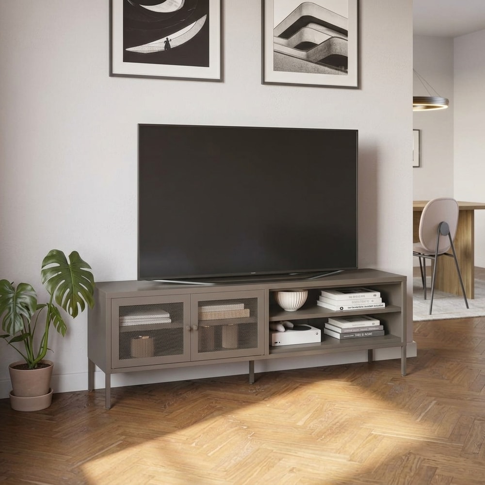 Mueble TV Marrón con Puertas de Rejilla