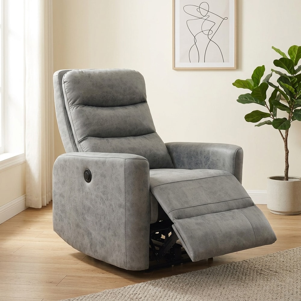 Sillón Relax Eléctrico Tapizado Color Cemento