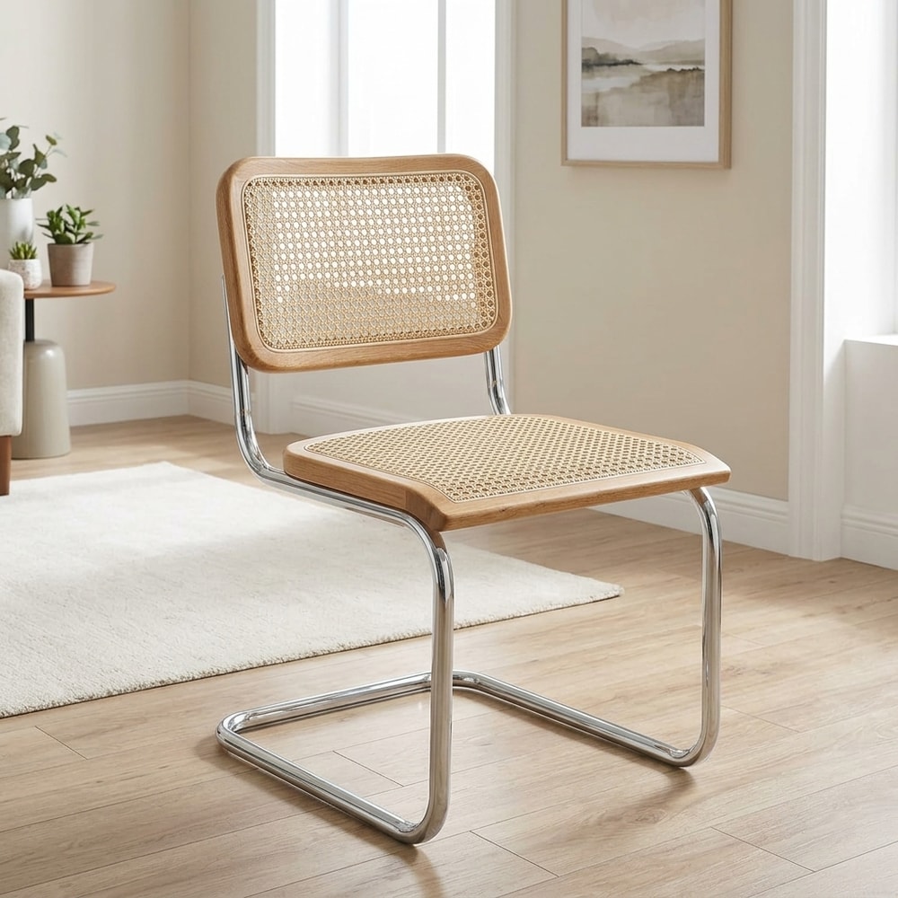 Silla de comedor ratán natural y acero