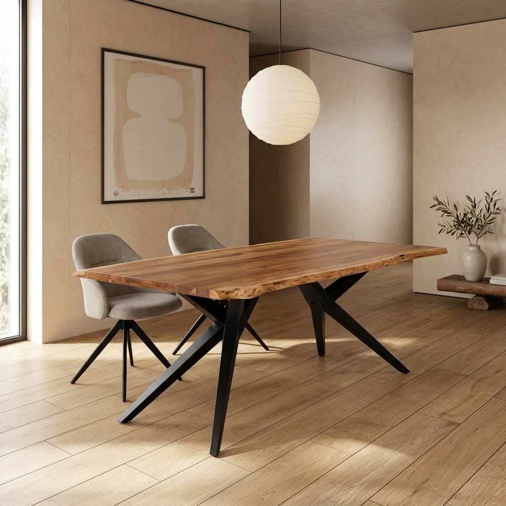 Mesa de comedor de madera de acacia y metal