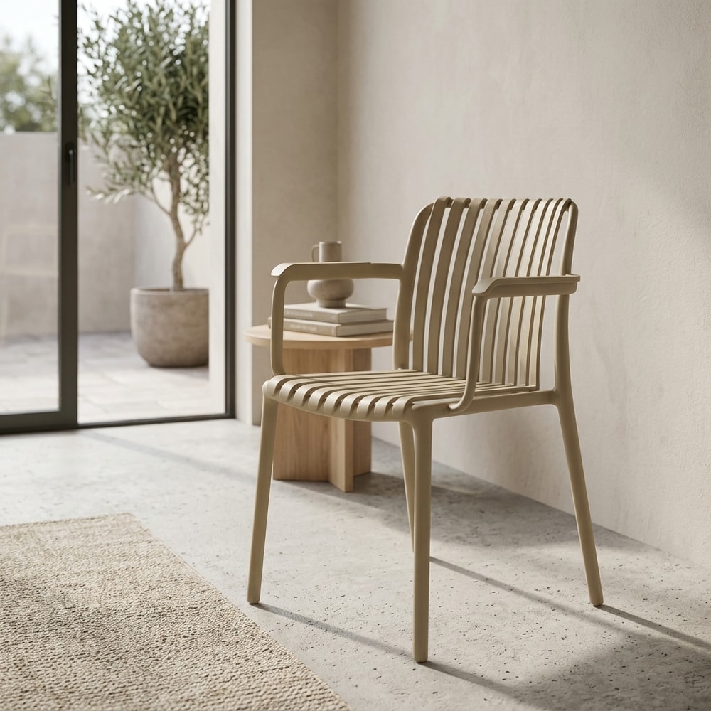 Silla de Jardín Apilable con Reposabrazos