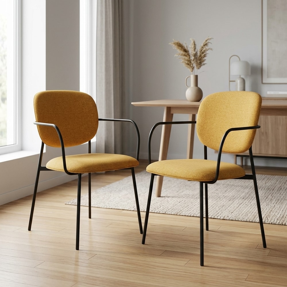 Pack 2 Sillas Comedor Mostaza Reposabrazos