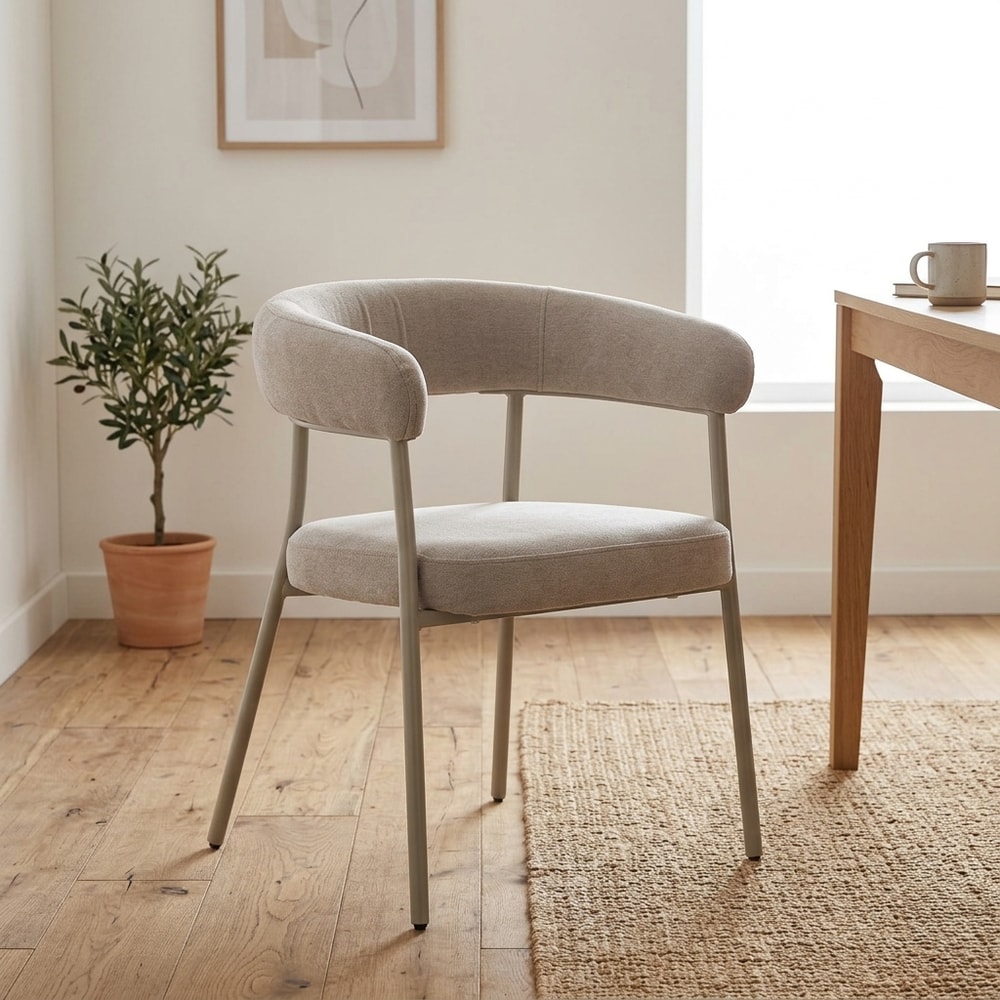 Silla de comedor tapizada beige