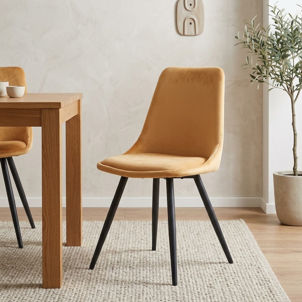 Silla comedor terciopelo mostaza patas metálicas