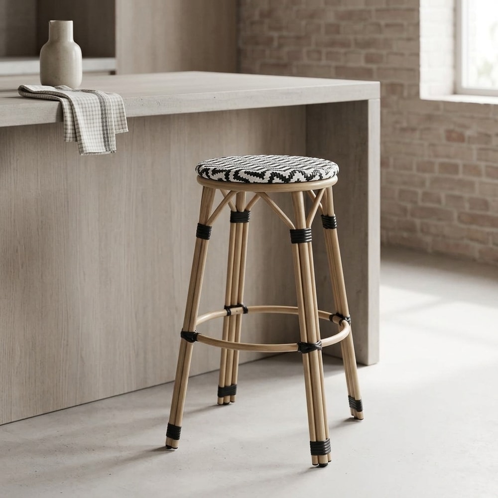 Taburete alto apilable exterior blanco y negro