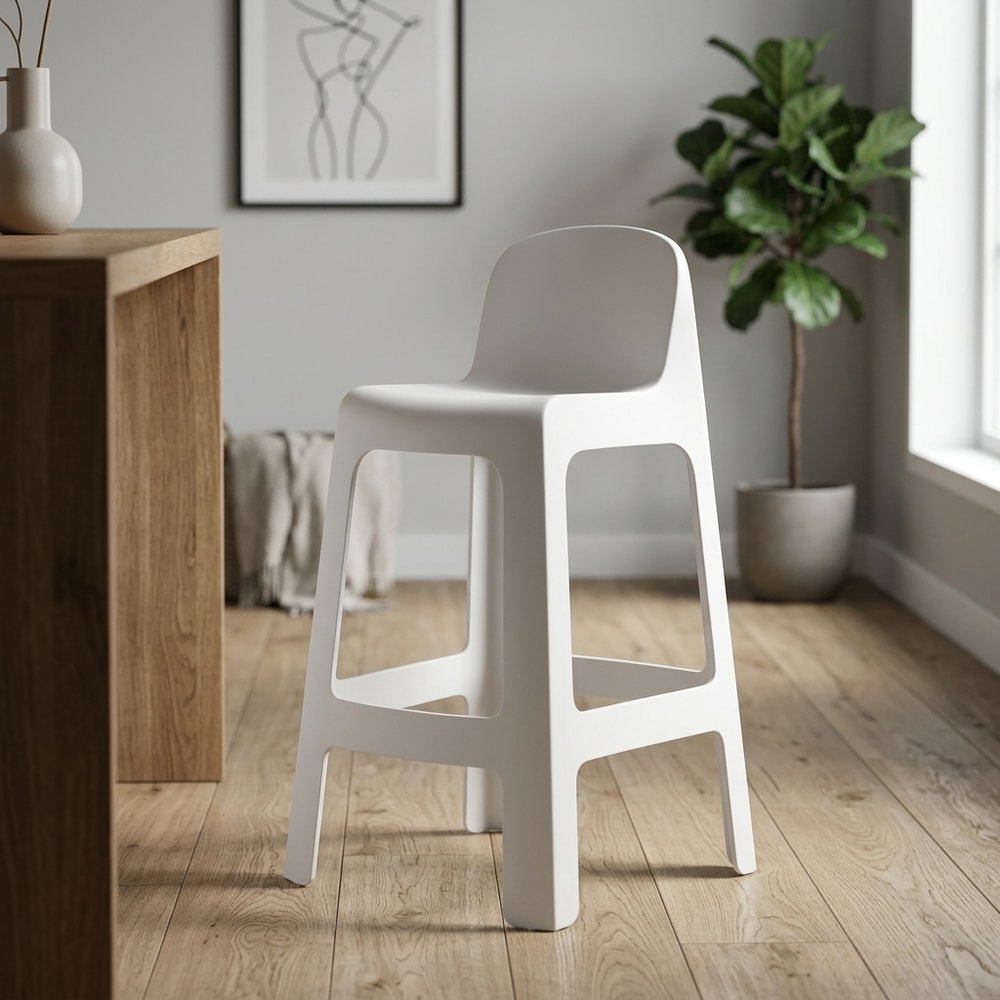 Taburete alto exterior polipropileno blanco