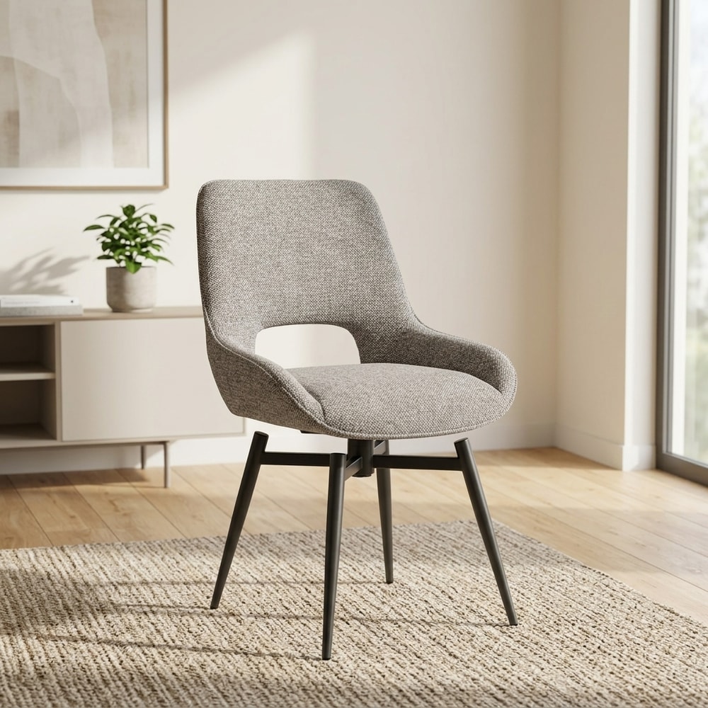 Silla de comedor giratoria tapizada en gris