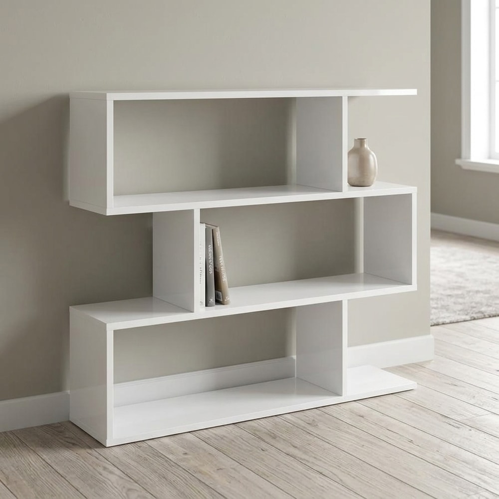 Estantería Baja Decorativa Blanco Brillo