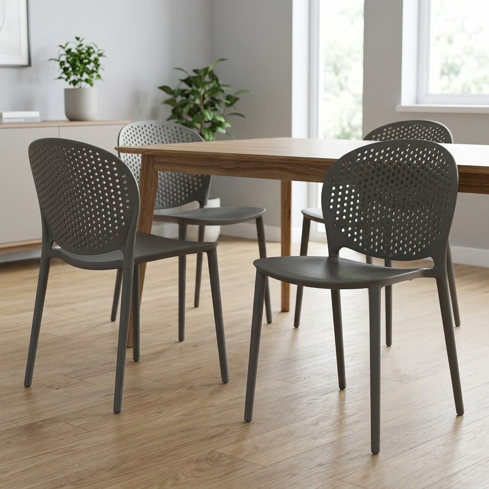 Pack 4 sillas de comedor polipropileno gris