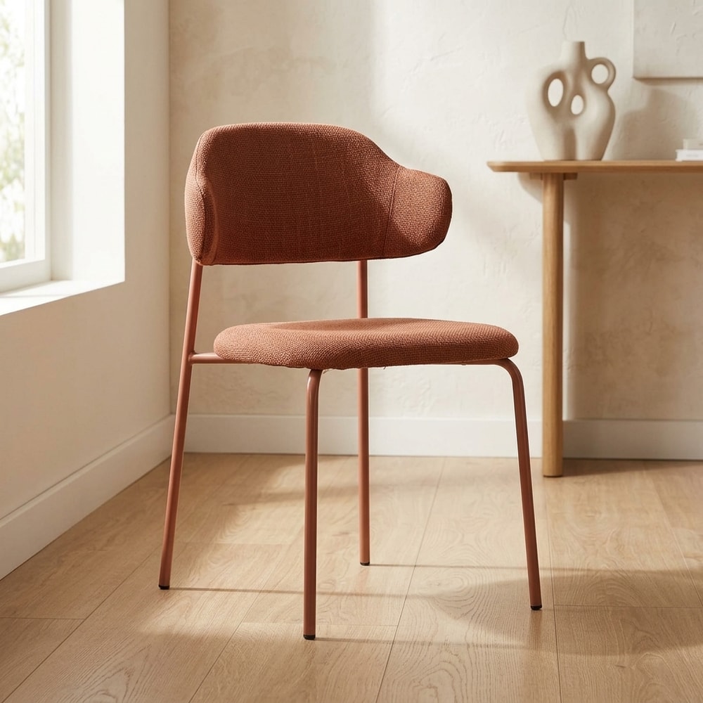 Silla de Comedor Tapizada con Patas de Metal