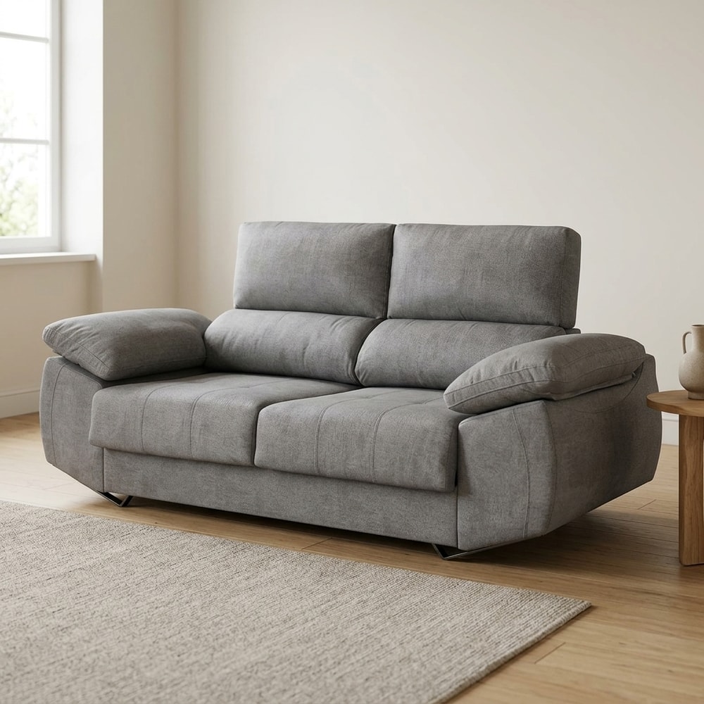 Sofá 2 plazas gris cemento reclinable y extraíble