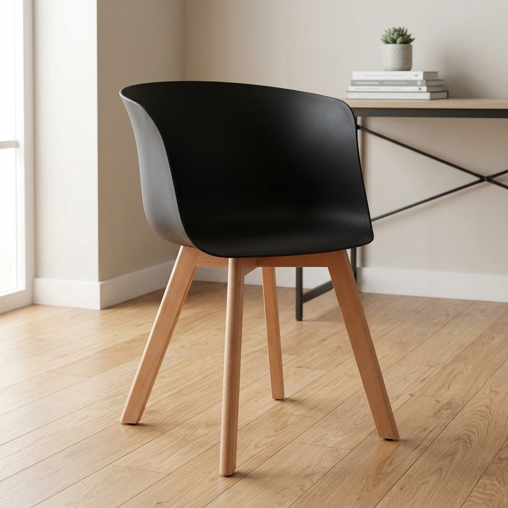 Sillón Nórdico Negro Patas Madera