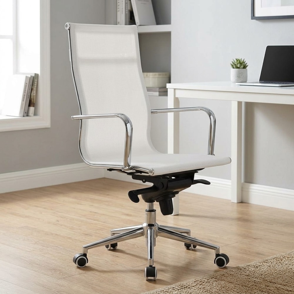 Sillón de dirección ergonómico en malla blanca