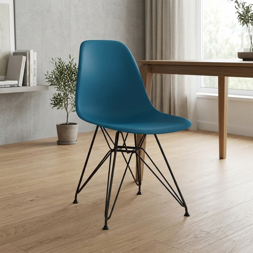 Silla de comedor azul patas negras