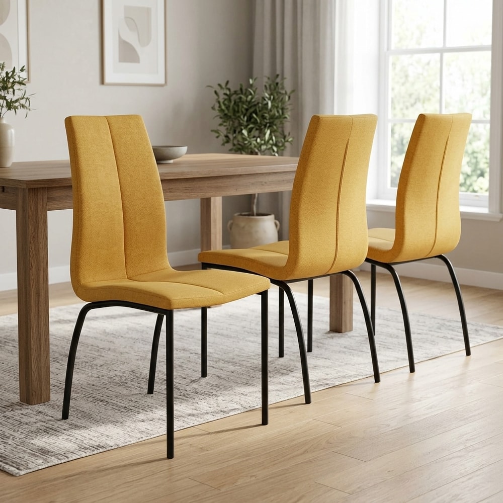Pack 4 sillas de comedor tapizadas mostaza