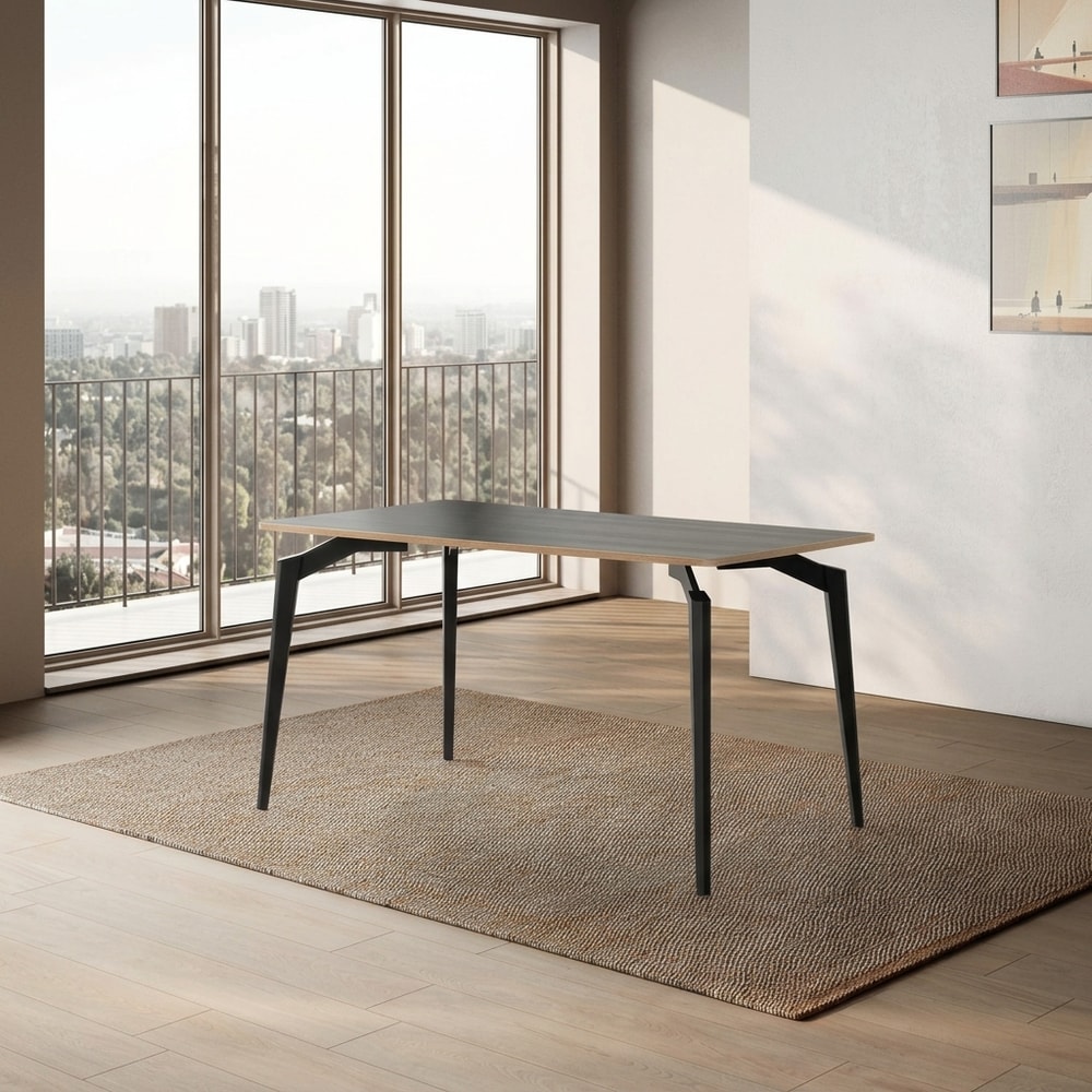 Mesa de comedor rectangular negra canto madera
