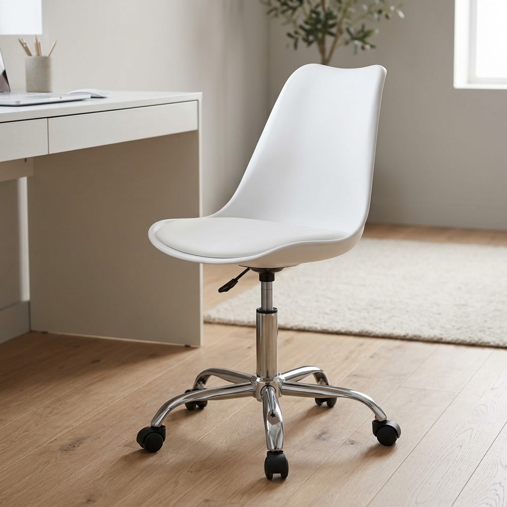 Silla de escritorio blanca con ruedas