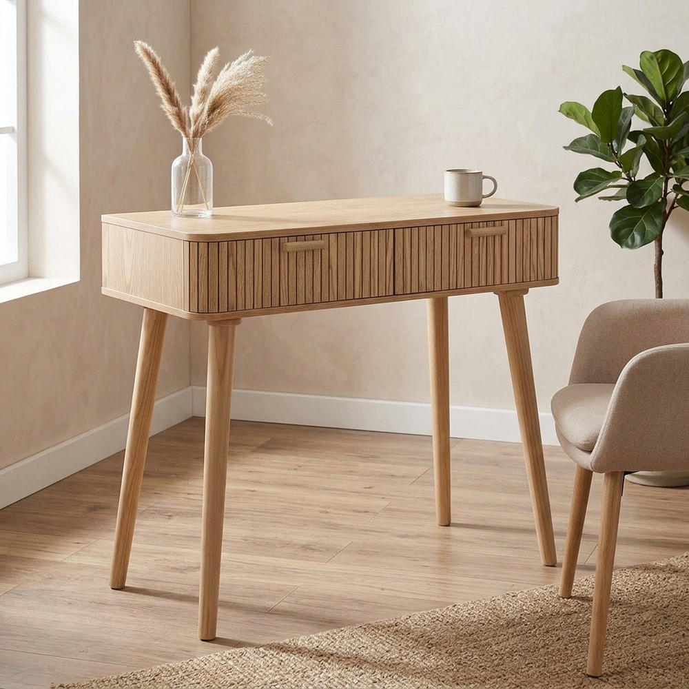 Escritorio de madera con 2 cajones
