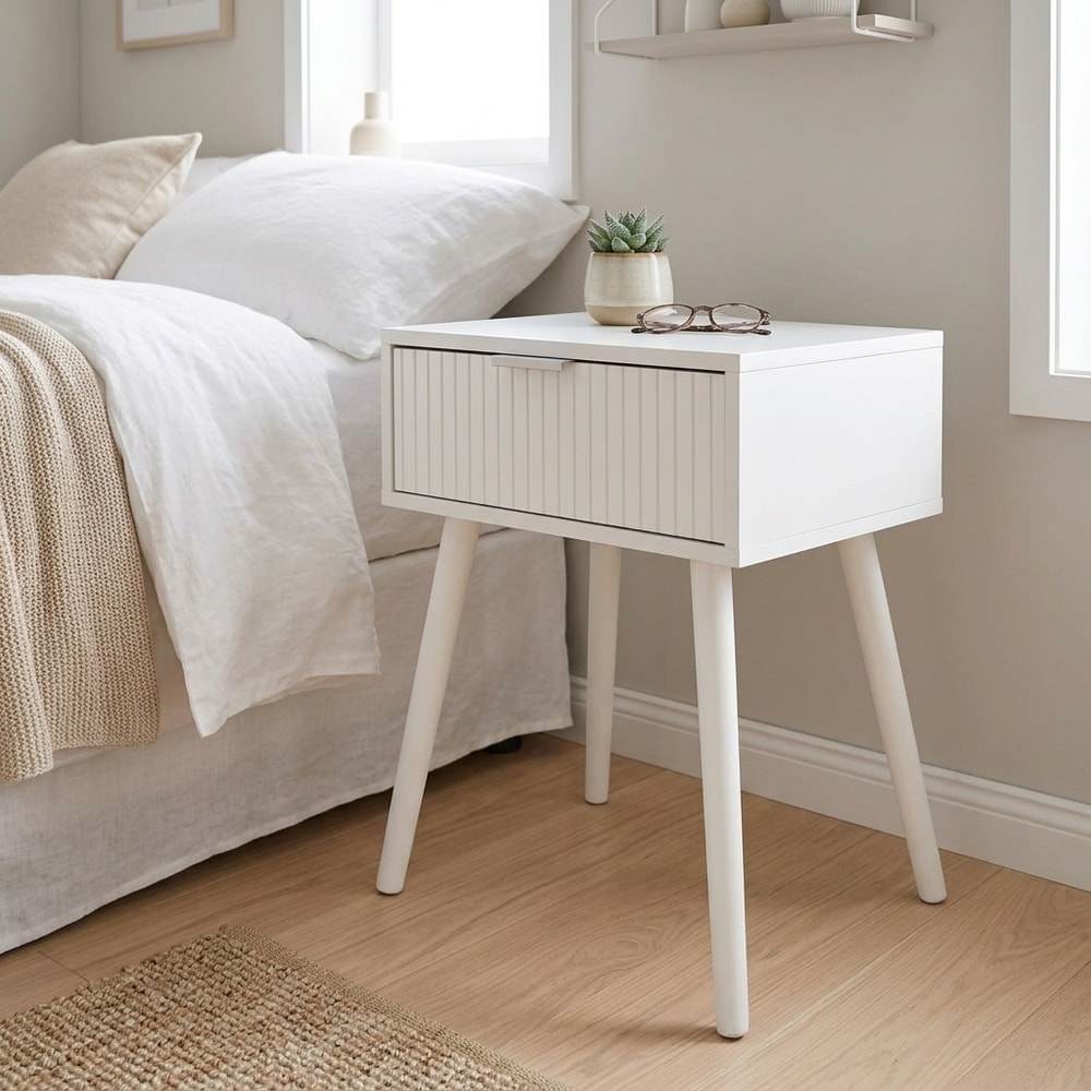 Mesita de noche Freya blanca 40×30 cm